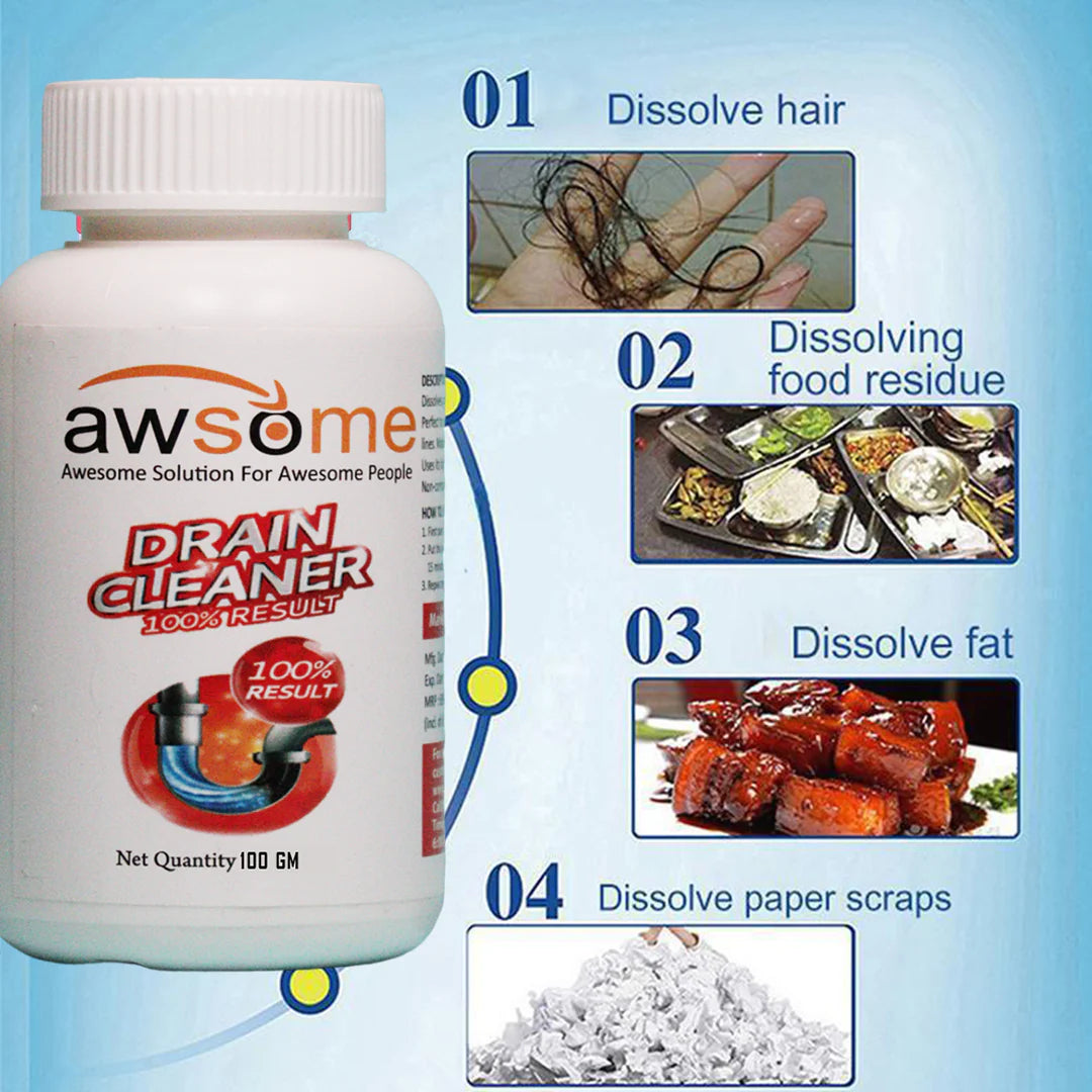 Powerful Drain Blockage & Sink Cleaner Powder.